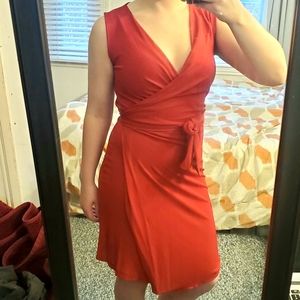 MAX & Co Red Sleeveless V-Neck Italian Wrap Dress